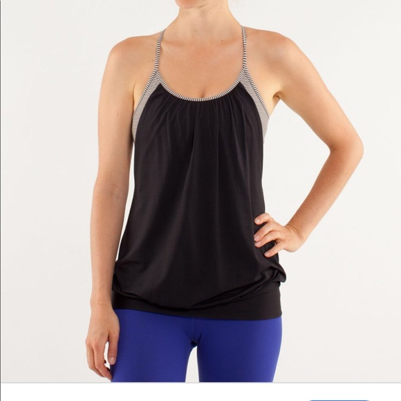 Lululemon No Limits Tank Size 4 Black & Tan Stripe - Picture 2 of 7